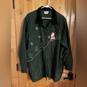 Bobbie Brooks Green and Gold Plaid Christmas Shirt